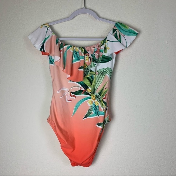 Trina Turk Womens costa de prata green orange one piece swimsuit 4 - Picture 5 of 9